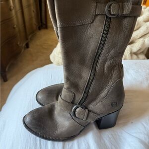 Stylish Brown Leather Boots with Buckle Detail